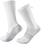 Dsource Copper Running Socks, Unisex Crew Breathable Golf Tennis Hiking Marathon Cycling Climbing Sports Socks, 6 Crew White, XX-Large