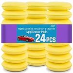 Foam Car Wax Applicator Pad - PSLER Foam Applicator Pads Detailing Round 4 inch Polishing Sponges for Car Wax Applicator Pad 24 Pack-Yellow