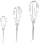 Chandler Whisks for Cooking | Pack of 3 | Stainless Steel Whisk - Perfect for Blending, Beating, and Stirring - Heat Resistant, Kitchen Whisk Anti-Rust, Hand Mixer (Sizes 5’’, 7’’, 9’’)