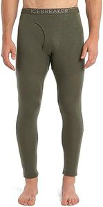 Icebreaker Merino Wool 175 Everyday Men’s Cold Weather Leggings with Fly - Thermal Underwear for Men with Contoured Slim Fit - 100% Merino Wool Base Layer - Premium Long Johns, Large, Loden Green