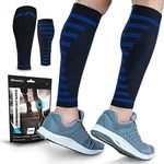 POWERLIX Calf Compression Sleeve (Pair) �– Supreme Shin Splint Sleeves for Men & Women – 20-30 mmHg (Blue, Large/X-Large)