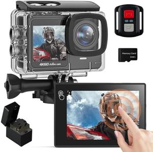 Yolansin 4K 60FPS Sports Camera with 64GB SD Card, 131FT Touch Screen Aquatic Camera, 24MP HD Pre-Recording Action Camera, 8X Zoom WiFi Camera with 2x1350mAh Batteries, Multi Accessories