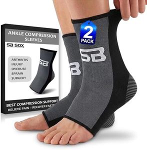 SB SOX Compression Ankle Brace (1 Pair) – Ankle Support Sleeve for Men & Women – Relief for Achilles, Sprains, Plantar Fasciitis (Black/Gray, Small)