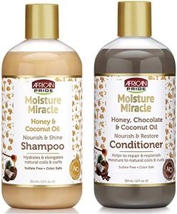 African Pride Moisture Miracle Shampoo and Conditioner, Honey, Chocolate & Coconut Oil Set, 12 Oz