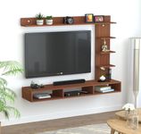 PICKWOOD AB-BW-32 Wall Mount TV Entertainment Unit Set Top Box Stand with Shelves for Living Room in Classic Walnut Finish- Ideal for up to 32" Screen