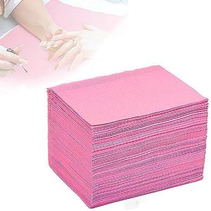 BUCICE 50Pcs Disposable Nail Art Table Towels 3 Ply Tissue Waterproof Lap Cloths 13" x 18" Waterproof Dental Bibs for Patients - Dentist or Medical Tray Cover and Nail Table Cover Supplies, Pink