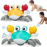 Kidology 2 Pc Kid's Electronic Musical Crawling Crab Baby Toy, Light-Up Toy with USB Rechargeable, Walking Moving Toys Gifts for Toddler Girls Boys, Multicolor