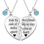 JETTOP 2PCS Friendship Gifts Necklace for Girls Side by Side Best Friends Close in Heart Distance Best Friends Gift BFF Birthday Christmas