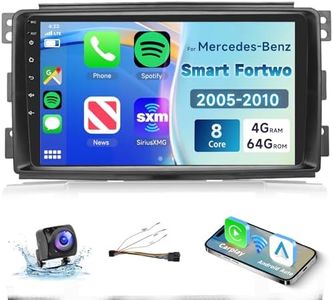 8 CORE 4G+64G Car Radio for Mercedes-Benz Smart Fortwo 2005-2010 with Wireless CarPlay/Android Auto, Podofo 9” 1280*720P IPS Touchscreen Stereo Android 13 GPS WiFi Bluetooth DSP SWC + HD Backup Camera