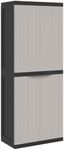 vidaXL Outdoor Storage Cabinet - Compact and Lockable Garden Storage Furniture, Polypropylene, Grey & Black, 65 x 37 x 165 cm