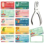 Lesnala 200Pcs Children's Reward Card Punch Card for Kids Loyalty Punch Card with Hole Puncher for Business Kids Behavior Behavior Incentive Students Teachers Supplies 3.5 x 2inch(Animal Styles)