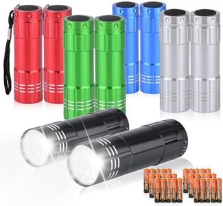 yikosam 10 Pack of Flashlights 9 LED Mini Aluminum Flashlight Bulk with Lanyard 30 AAA Batteries Included Assorted Colors Handheld Flashlights for Hurricane Supplies Camping, Night Reading, Cycling