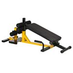 HOMCOM 3-In-1 Squat Machine, Weight Bench and Push up Stand, Adjustable Sit up Bench Leg Press Machine, for Home, Office, Gym Fitness Training, Yellow