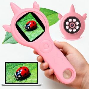 Kids Microscope,Pozifu Microscope for Kids,Educational Science Stem Toys for Todders,Christmas Birthday Gifts for Age 3 4 5 6 7 8 9 10 Years Old Girls & Boys,Pink