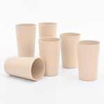 Eha Earth-Friendly Unbreakable Drinking Glass Set Of 6 For Water And Juice 250 Ml Each Tumblers Made With Rice Husk & Bamboo Fibers Microwave Safe Hot Cold Sand Castle, Sandcastle (Peach)