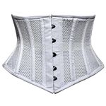 SHOP-INN Women's Waist Training Underbust Corset Steel Boned Hourglass Body Shaper, White - Mesh, XX-Small