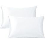 FLXXIE 2 Pack 500 Thread Count 100% Egyptian Cotton Pillowcases, Super Cozy and Breathable Queen Pillow Cases with Envelope Closure, 50x75 cm, White