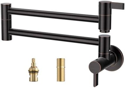 Pot Filler Faucet Oil Rubbed Bronze, ARCORA Traditional Pot Filler Wall Mount Folding Faucet 2 Handle with Double Joint Swing Arms Brass Stove Faucet