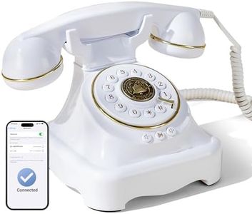 Bluetooth Landline Phone Retro Rotary Phone Supports Voice Assistant Smart Dialogue, Music Playback, Hands-Free Calling, USB Charging (White)