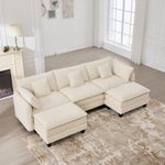 Corduroy Cloud Couch Modular Sectional Sofa,Oversized Deep Seat Modern Sectional Couches for Living Room, Bedroom and Apartment (Cream, 116 inch U Shaped)