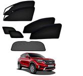 Auto Addict Zipper Magentic Car Sunshades Set of 7 Pcs Black with Dicky Rear Window for Kia Seltos