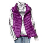 Ultra-Light Down Vest Women's Short Vest Windproof Light Thin Warm Vest Women's Sleeveless White Duck Down Jacket Purple L