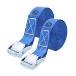 Bison Gear Tie Down Straps - UV Resistant Cargo Car Roof Rack Straps, 8ft 2.5m x 1in 25mm, 550lbs 250kg Break Strength, Cam Straps with Buckle (2 Pack, Blue)