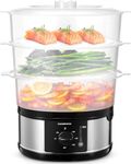 13.7QT Electric Food Steamer for Cooking, 3 Tiers Vegetable Steamer, 800W Fast Simultaneous Cooking, 60-Minute Timer, Veggies Steamer, Ideal for Fish Seafood Rice, BPA-Free Baskets (Silver)