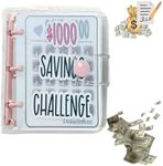 CUKEYOUZ Savings Binder $1000 Savings Challenge Reusable Budget Book with Cash Envelopes Frosted Cover Money Organizer for Cash Savings Challenges Notebook Money Saving Organizer (Pink)