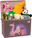 Olive&Oscar Foldable Kids Toy Box Storage with Lid, Large 80L Toy Storage box with Handles Suitable for All Children, Boys, Girls,Toddlers & Baby - Pink Unicorn