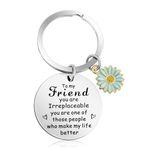 Amabro Friend Keychain Gifts Funny Keyring Gifts Sunflower Keychain Presents Cute Friendship Gifts for Best Friends True Friendship BFF Besties Sister Birthday Unique Christmas (Blue)