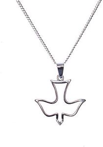 Silver Plated "Confirmed in Christ" Open Dove Confirmation Necklace on 18 inch Chain