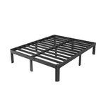 KZZLOL Full Size Bed Frame 14 Inch, Metal Platform Bed Frame Full No Box Spring Needed, DIY Headboard, Heavy Duty Steel Support 3500 LBS, Noiseless, Round Leg, Storage Space, Easy Assembly, Black