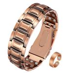 Jecanori 3X Ultra Strength Magnetic Bracelet for Men Copper Bracelet - 57 Magnets (3500 Gauss) with Adjust Tool and Jewelry Gift Box Included,Rivet-Copper