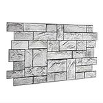 Novecrafto Brick Effect Wall Panels - Set of 4 Panels 1.93 m² | 20.74 ft² - Modern Grey Split Rock Design with 3D Texture - PVC Plastic Brick Cladding Splashback for Kitchen