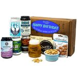 Premium Craft Pale Ale/IPA Happy Birthday Beer Gift Hamper - 5 Independent British Craft Beers, a Snack and Beer Tasting Glass by QWERTY Beer Box - Birthday Beer Gift for Men, Craft Beer Gift Set