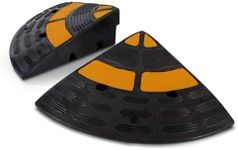 PYLE Vehicle Curb Ramp End Caps - 2PC Heavy Duty Rubber Threshold Driveway End Caps for Loading Dock, Garage, Sidewalk, Truck, Scooter, Bike, Motorcycle, Wheelchair Mobility - Pyle PCRBDR40