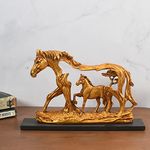 Lamcy Plaza Polyresin Elegant Golden Running Horse Sculpture For Good Luck Home Decoration | Feng Shui | Vastu Gifts |Table Decor | Size L13 X W3 X H8.5 Inch