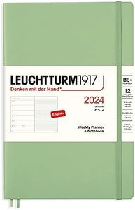 LEUCHTTURM1917 367816 Weekly Planner & Notebook Paperback (B6+) 2024, Softcover, Sage, English