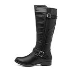 Lilley Marcy Womens Black Riding Boot with Buckles - Size 8 UK - Black