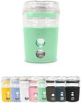 IOco Reusable All Glass Tempered Glass Coffee Cup | Travel Mug with Spill Proof 4oz, 8oz, 12oz, 16oz (Misty Mint, 4oz)