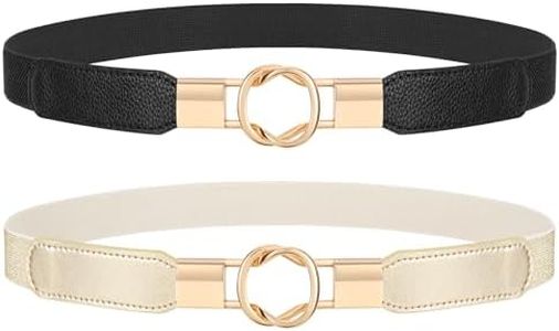 JASGOOD Women Retro Elastic Stretchy Metal Buckle Skinny Waist Belt