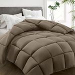 HYLEORY All Season California King Size Bed Comforter - Cooling Down Alternative Quilted Duvet Insert with Corner Tabs - Winter Warm - Machine Washable - Taupe,Cal King(96*104)