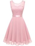 BeryLove Women's Short Floral Lace Bridesmaid A-line Part Dress BLP7005PinkL