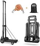 Folding Hand Truck, wilbest 50 Kg/110 lbs Heavy Duty 4-Wheel Solid Construction Utility Cart Compact and Lightweight for Luggage, Personal, Travel, Auto, Moving and Office Use - Portable Fold Up Dolly