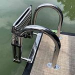 CHEIRS Folding Dock Boat Ladders 4 Step, Folding Stainless Upper Platform Pontoon Ladder for Dock/Swim Pool/Marine