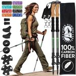 Carbon Fiber Trekking Poles for Hiking Collapsible, Nordic Walking Poles for Women, Lightweight Hiking Poles Women Lightweight Collapsible, Walking Sticks for Hiking for Seniors - 3K Black & Green