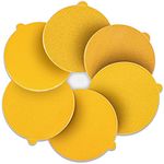 STEBRUAM 60Pcs 125mm Sanding Discs PSA Sanding Pads Self Adhesive Stick Backed 60/80/120/180/240/400 Grits 5 Inch Yellow Film Sanding Disks Round Sanding Discs Paper for Random Orbital Sander Pads