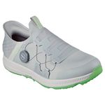 Skechers Men's Go Elite 5 Slip in Twist Fit Waterproof Golf Shoe Sneaker, Gray/Lime Spikeless, 11 Wide