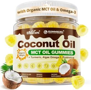 MCT Oil Organic Gummies + Coconut Oil + Omega-3 + Turmeric + Ginger + Probiotics - Virgin Coconut Oil, Optimized C8 & C10 for Ketosis, Brain, Body Fuel & Digestion, Sugar-Free, 60 Cts
